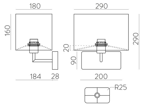 ACB Iluminacion Nástěnné LED svítidlo ROMEO, v. 29 cm, 1xE27 15W Barva: Černá