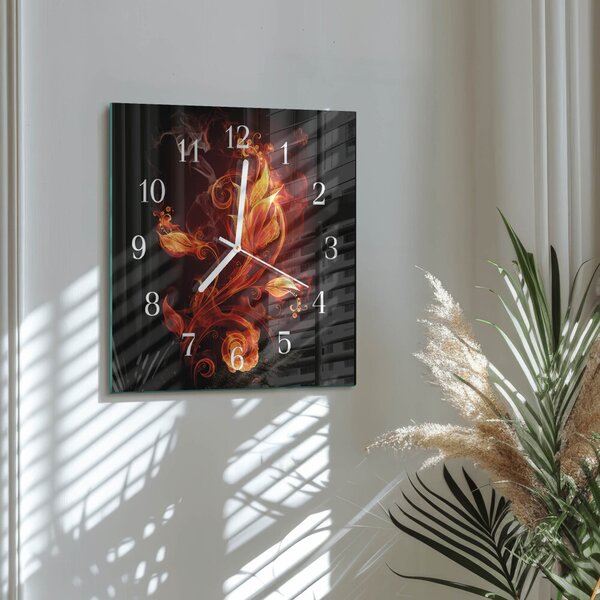 Skleněné hodiny Ohnivý květ zskb-30x30-00079466
