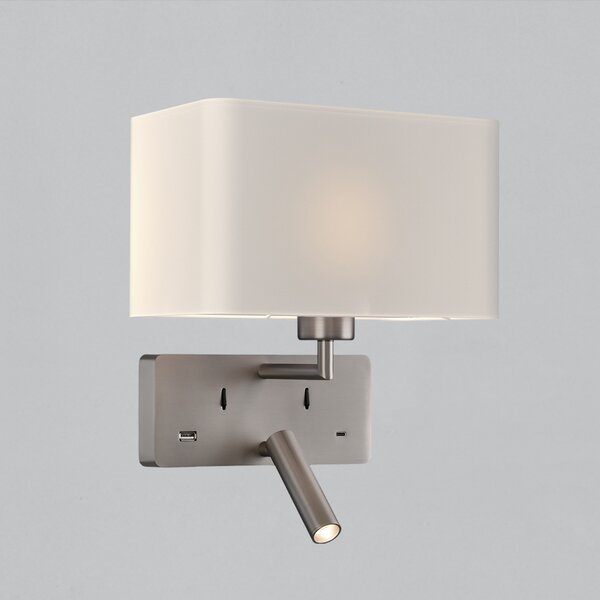 ACB Iluminacion Nástěnné LED svítidlo ROMEO, v. 32 cm, 1xE27 15W + 3W, 2x vstup USB/USBC Barva: Černá
