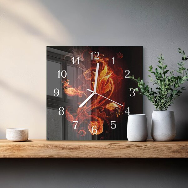 Skleněné hodiny Ohnivý květ zskb-30x30-00079466