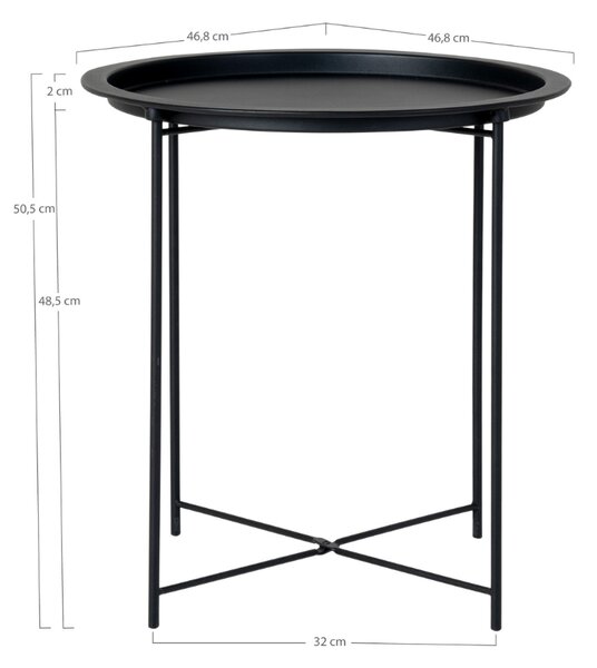 Nordic Living Černý kulatý kovový odkládací stolek Ronan 46,8 cm