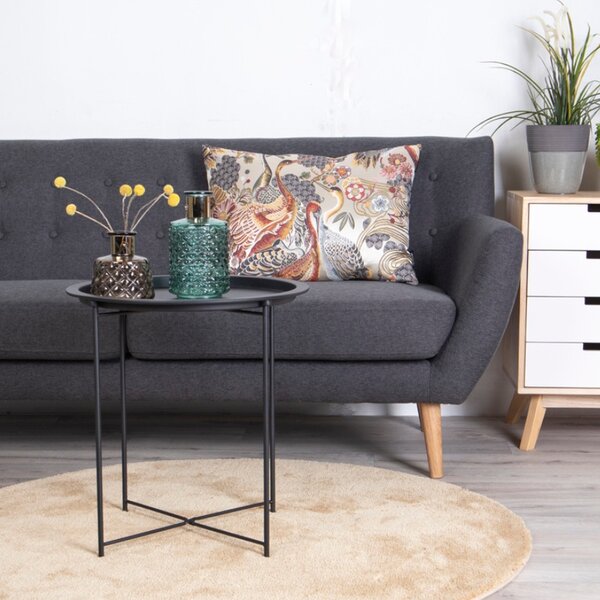 Nordic Living Černý kulatý kovový odkládací stolek Ronan 46,8 cm