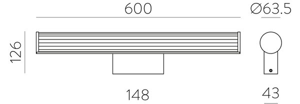 ACB Iluminacion Nástěnné LED svítidlo SARA, š. 60 cm, 19W, CRI90, CCT switch 3000-4000K, IP44