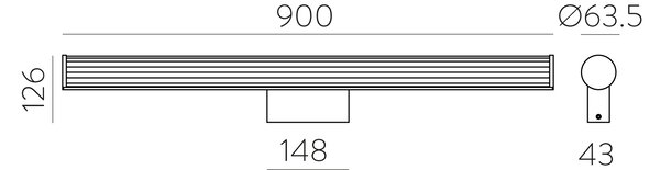 ACB Iluminacion Nástěnné LED svítidlo SARA, š. 90 cm, 22W, CRI90, CCT switch 3000-4000K, IP44