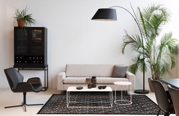 Černá látková stojací lampa ZUIVER ARC 222,5 cm