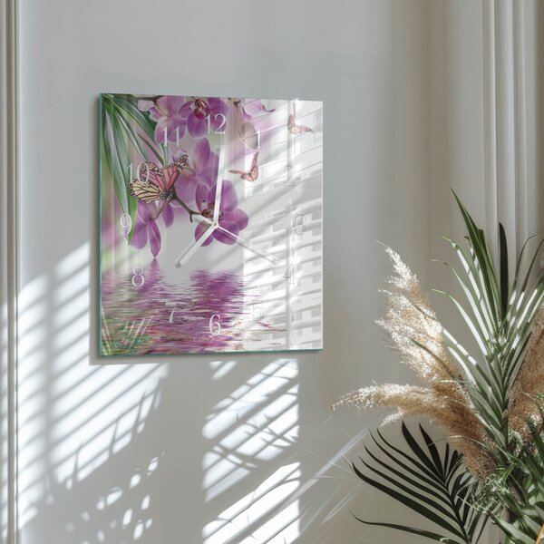 Skleněné hodiny Motýli zskb-30x30-00087157