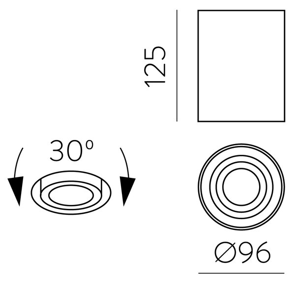 ACB Iluminacion Stropní LED svítidlo SIMA, ⌀ 96 mm, 1xGU10 8W Barva: Černá