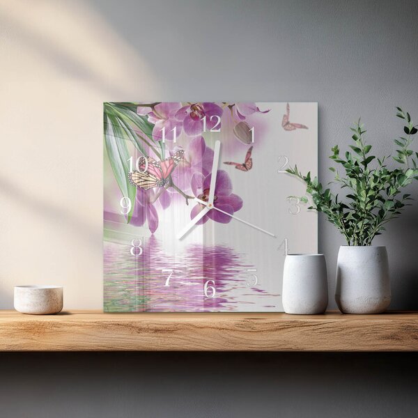 Skleněné hodiny Motýli zskb-30x30-00087157
