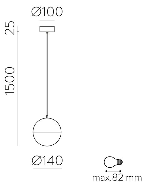 ACB Iluminacion Závěsné svítidlo SHIRU, ⌀ 14 cm, 1xE27 15W