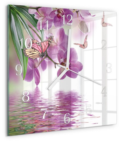 Skleněné hodiny Motýli zskb-30x30-00087157