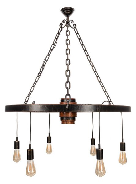 Dřevěný rustikální lustr SLAVÍČ - loukoťové kolo 110 cm
