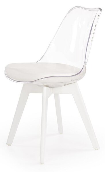 Halmar Jídelní židle K245 průhledná/bílá koženka