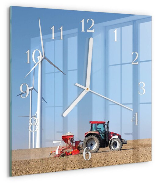 Skleněné hodiny Traktorové pole zskb-30x30-00085502