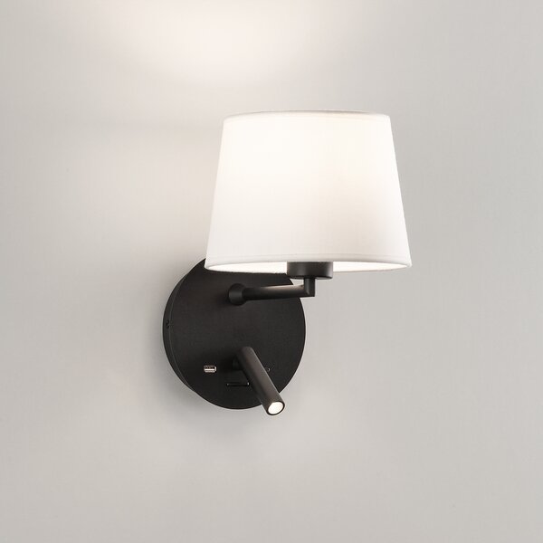ACB Iluminacion Nástěnné LED svítidlo STILO, 3W + 1xE27 15W, CRI90, 2x vstup USB/USBC Barva: Černá