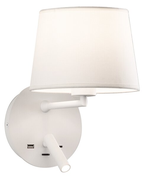 ACB Iluminacion Nástěnné LED svítidlo STILO, 3W + 1xE27 15W, CRI90, 2x vstup USB/USBC Barva: Černá
