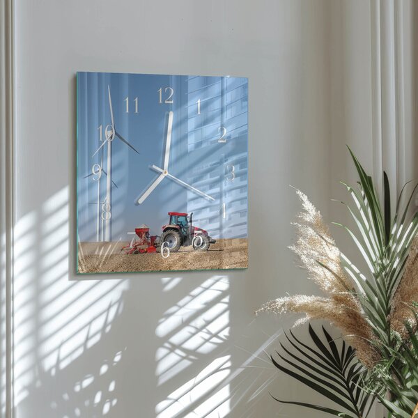 Skleněné hodiny Traktorové pole zskb-30x30-00085502