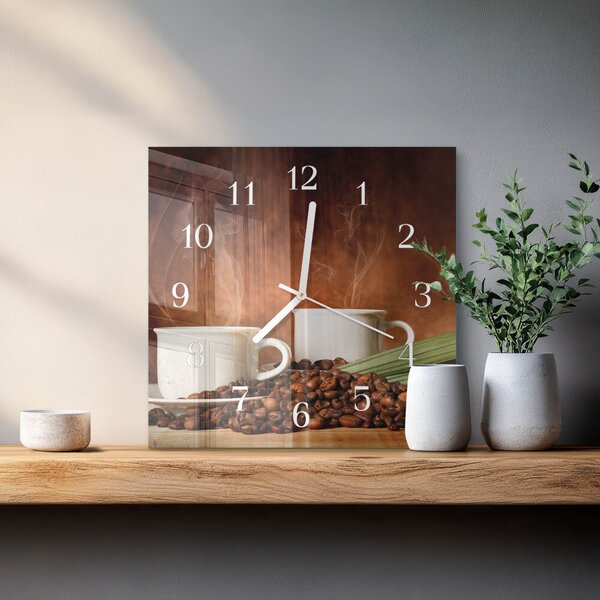 Skleněné hodiny Kávové šálky zskb-30x30-00081793
