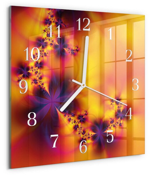Skleněné hodiny Květiny zskb-30x30-00079285