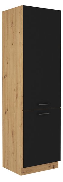 Skříňka na vestavěnou lednici Meriel 60 LO-210 2F (černá + dub artisan). 1033994