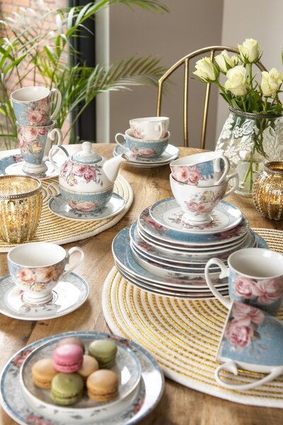 Porcelánový Tea for one Peony Rosé - 16*10*14 cm / 400 ml / 250 ml - Clayre & Eef