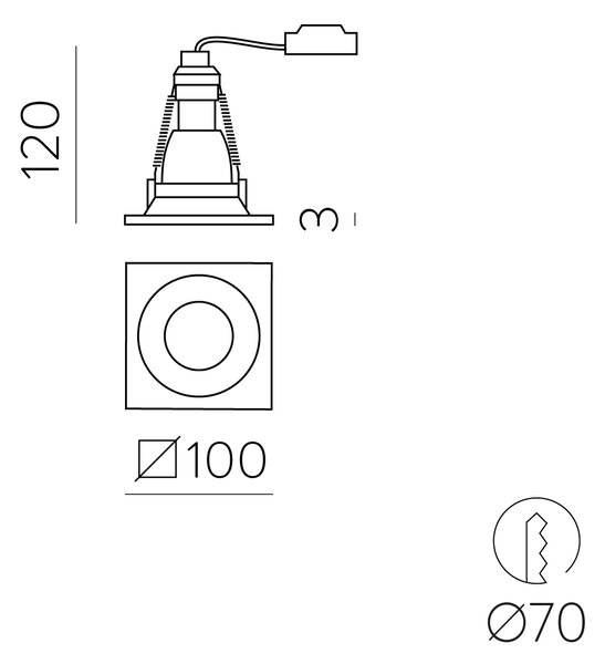 ACB Iluminacion Zapuštěné LED svítidlo WAKA, š. 10 cm, 1xGU10 8W