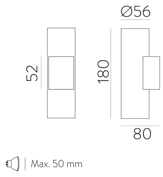 ACB Iluminacion Nástěnné LED svítidlo ZOOM, v. 18 cm, 2xGU10 8W Barva: Bílá