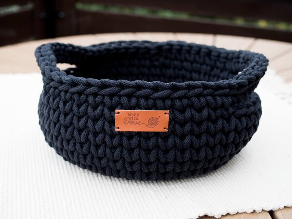 Veselte Košík kulatý 21 x 10 cm s uchy BLACK