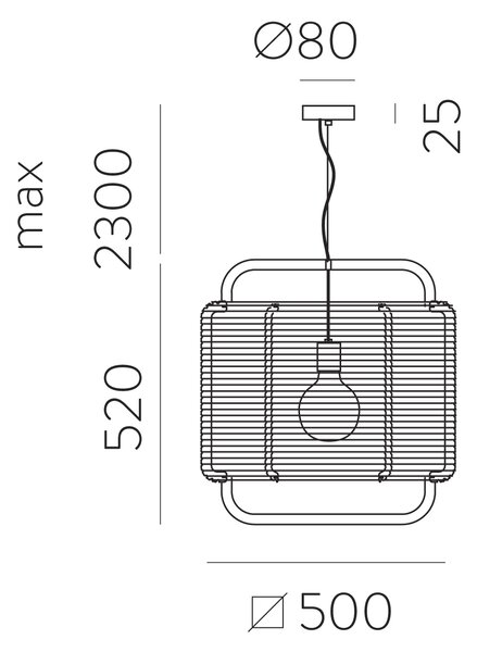 ACB Iluminacion Závěsné svítidlo CORDA, ⌀ 50 cm, 1xE27 15W Barva: Černá, Barva montury: Zelená