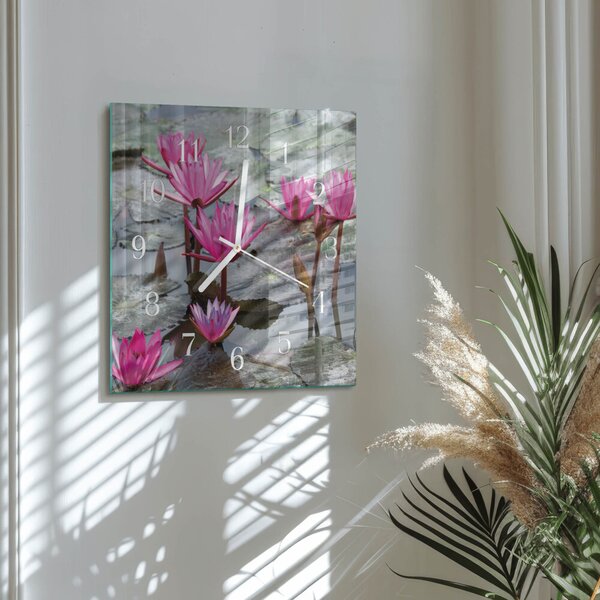 Skleněné hodiny Lekníny zskb-30x30-00085939