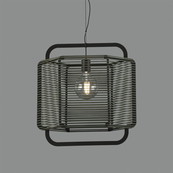 ACB Iluminacion Závěsné svítidlo CORDA, ⌀ 50 cm, 1xE27 15W Barva: Černá, Barva montury: Zelená