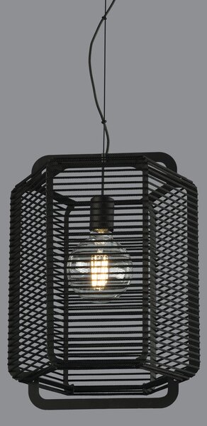 ACB Iluminacion Závěsné svítidlo CORDA, ⌀ 35 cm, 1xE27 15W Barva: Černá, Barva montury: Písková