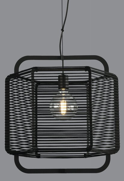 ACB Iluminacion Závěsné svítidlo CORDA, ⌀ 50 cm, 1xE27 15W Barva: Černá, Barva montury: Zelená