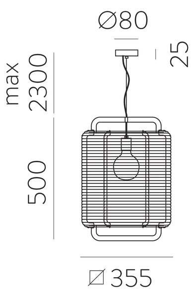 ACB Iluminacion Závěsné svítidlo CORDA, ⌀ 35 cm, 1xE27 15W Barva: Černá, Barva montury: Písková