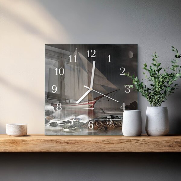 Skleněné hodiny Plachetnice zskb-30x30-00086366