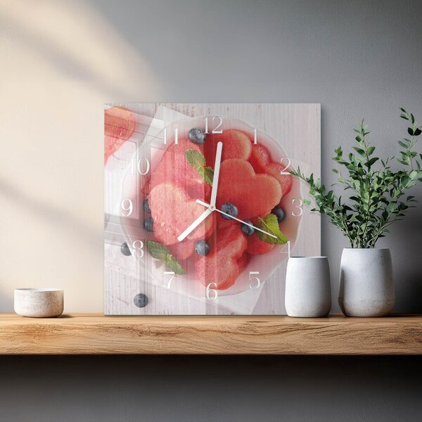 Skleněné hodiny Melounové srdce zskb-30x30-00090887