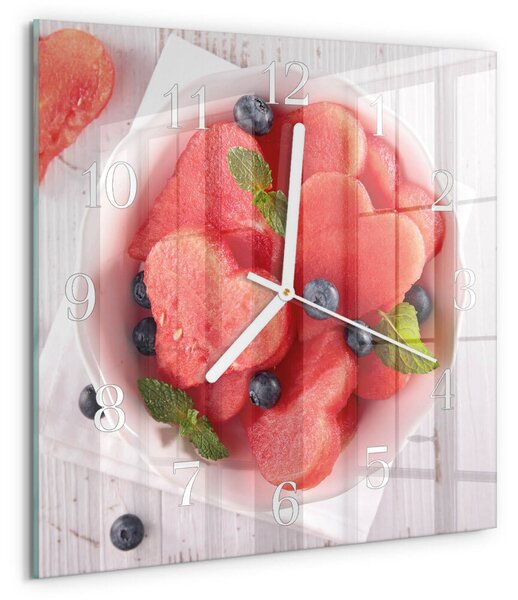 Skleněné hodiny Melounové srdce zskb-30x30-00090887