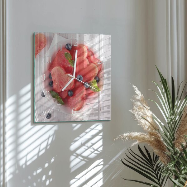 Skleněné hodiny Melounové srdce zskb-30x30-00090887