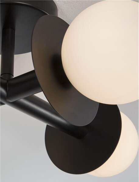 Nova Luce Stropní svítidlo PIELO, 51cm, opálové sklo G9 4x5W Barva: Černá