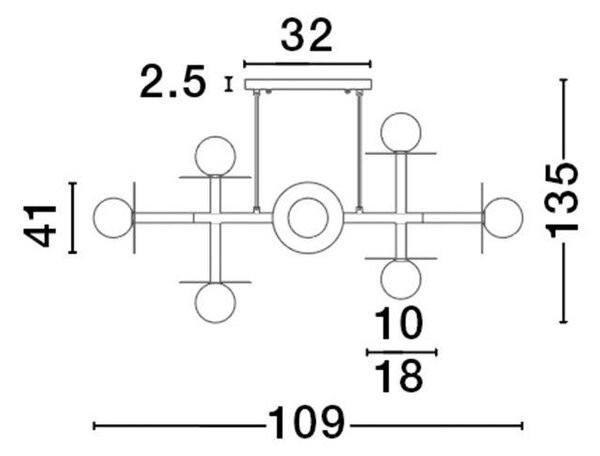 Nova Luce Závěsné svítidlo PIELO, 109cm, opálové sklo G9 8x5W Barva: Zlatá