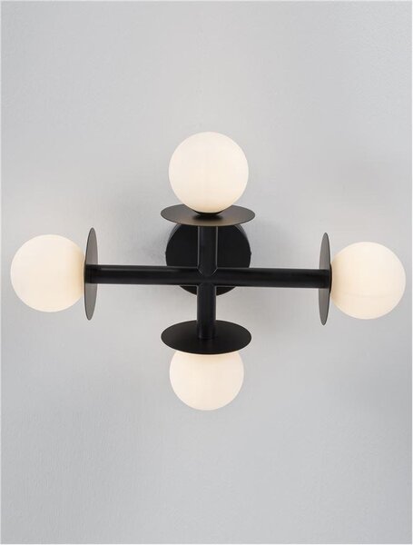 Nova Luce Stropní svítidlo PIELO, 51cm, opálové sklo G9 4x5W Barva: Černá