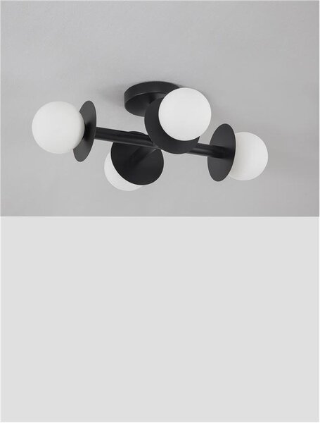Nova Luce Stropní svítidlo PIELO, 51cm, opálové sklo G9 4x5W Barva: Černá