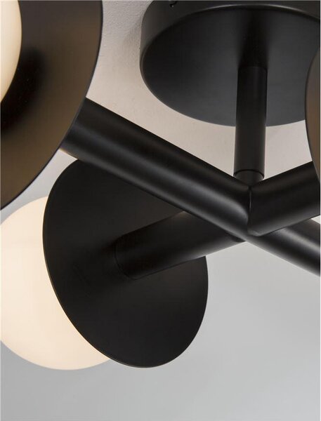 Nova Luce Stropní svítidlo PIELO, 51cm, opálové sklo G9 4x5W Barva: Černá
