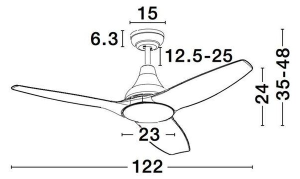 Nova Luce Stropní ventilátor se světlem SAMOA tělo z oceli, 3ABS bílé listy LED 18W 3000K Barva: Bílá