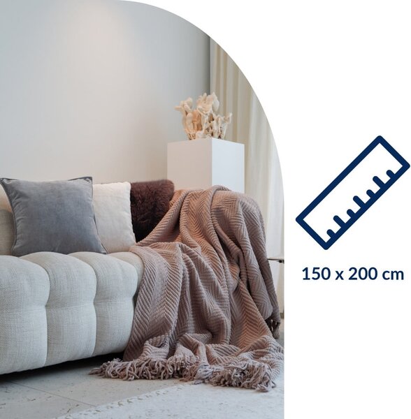 Bílobéžová deka z žinylky 130x170 cm Renee – Tiseco Home Studio