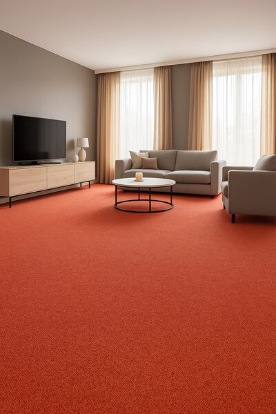 Tapibel, Metrážový koberec Cobalt SDN 64038 - AB oranžový, zátěžový, na míru, šíře 4m, oranžová, ab (mřížka), chodba / předsíň