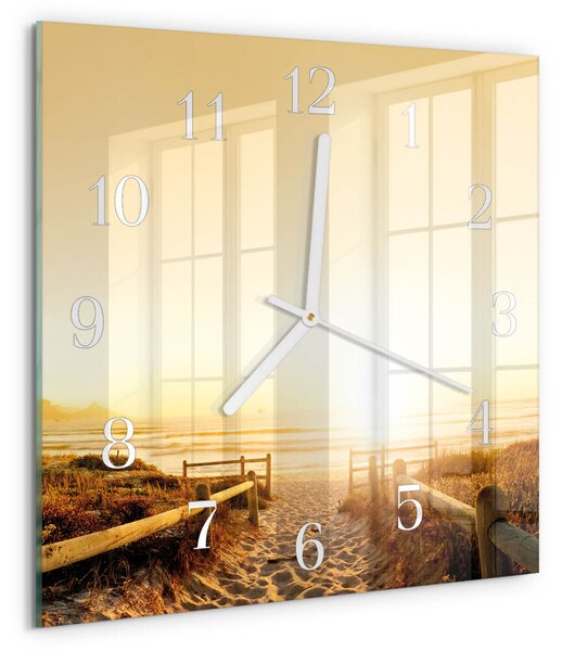 Skleněné hodiny Plážová cesta zskb-30x30-00081587