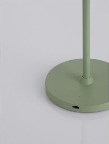 Nova Luce Venkovní stolní lampa SEINA, LED 2W 2700K 5V, IP54, nabíjecí s PG základnou nebo USB C kabelem Barva: Zelená
