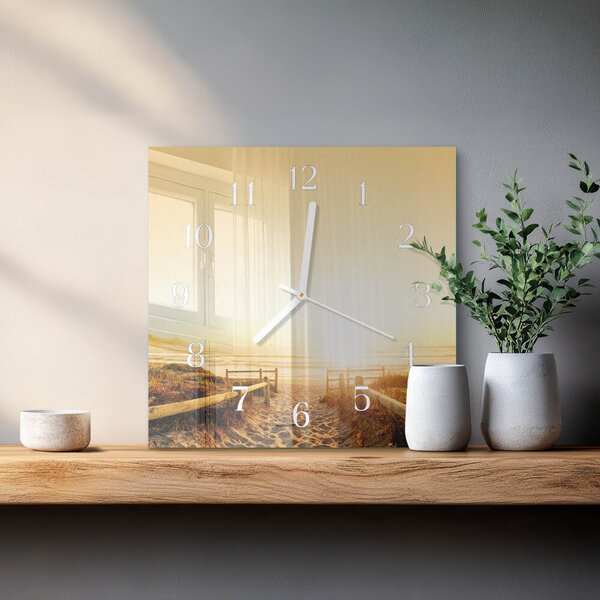 Skleněné hodiny Plážová cesta zskb-30x30-00081587