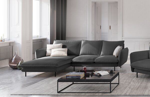 -25 % Dny MOMENTI– Cosmopolitan Design Tmavě šedá čalouněná rohová pohovka Vienna 225 cm, levá