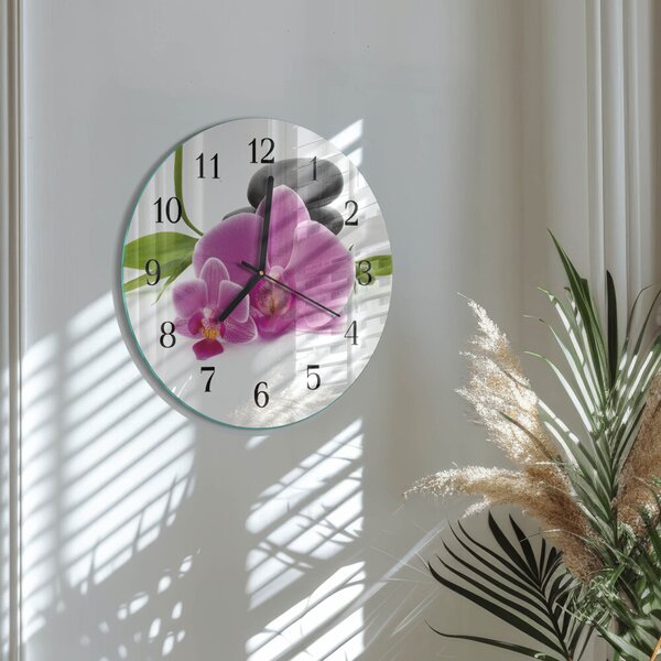 Skleněné nástěnné hodiny Orchidej zsoc-fi30-00174225
